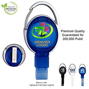 Pvc Free Recycled Plastic Carabiner Badge Reel W/Metal Clip