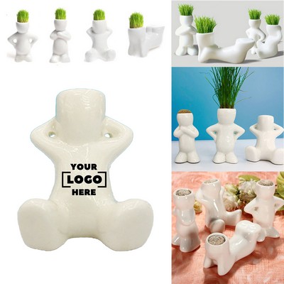 Ceramic Grass Doll Planter