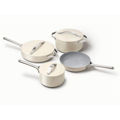 Caraway Non-Toxic Ceramic Nonstick Cookware Set Cream
