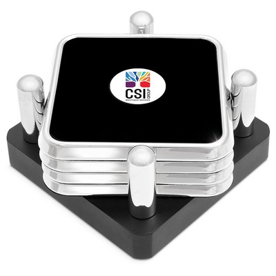 Four Square Coaster Set Silver