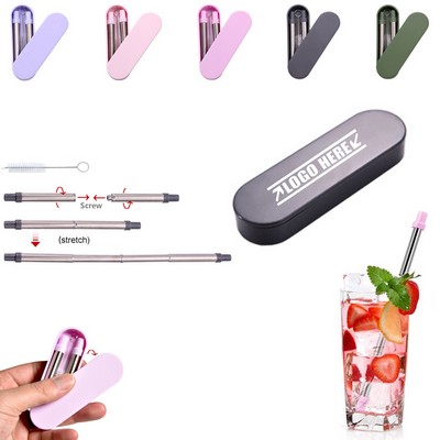 Stretchable Metal Straw w/Swivel Case