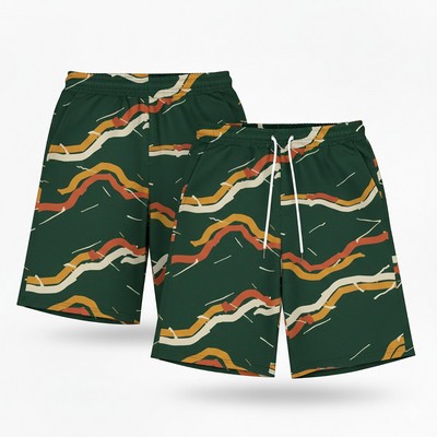 Men's 135 Gsm Dye Sublimation Drawstring Shorts- Stretch Poly