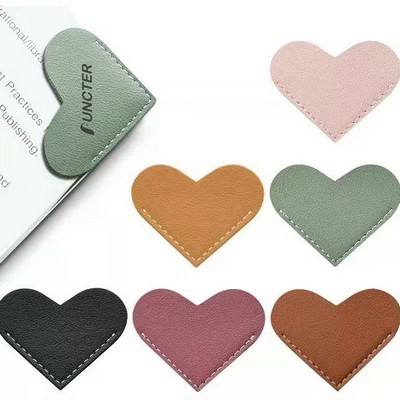 Heart Shape Bookmark PU Leather Bookmark Page Corner for Book Lover
