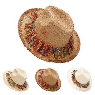 Colored Tassel Summer Straw Hat