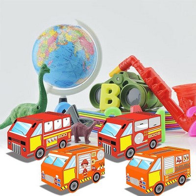 12-Pack Fire Truck Party Favor Gift Boxes Cardboard Candy Treat Goodie Bags