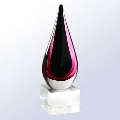 11" Clear/Burgundy Red Teardrop Award