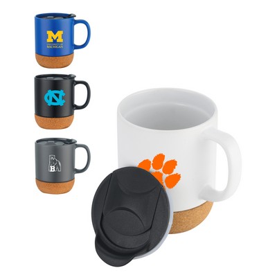 Union Printed - 12oz cork base ceramic mug w/ lid