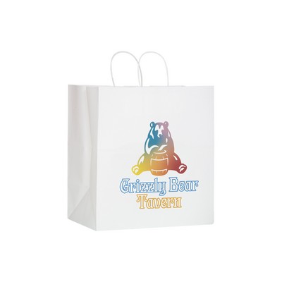 White Kraft Shopper with Full Color Digital Print (13 x 7 x 12 3/4)