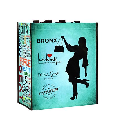 Custom Full-Color Laminated Woven Promotional Tote Bag (13"x15"x8")