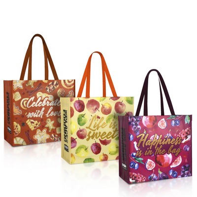 135g Full-Color Laminated Non-Woven Custom Grocery Shopping Tote Bag (15.5"x14.5"x8")