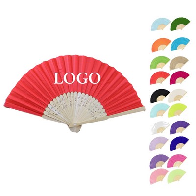 Folding Fan with Bamboo Handle