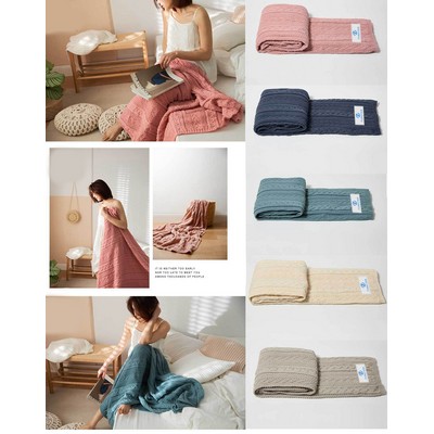 Knitted Blanket Scarf Pashmina Shawls Wraps, Autumn Winter Twin Blanket For Sofa, Bed, Picnic, Couch