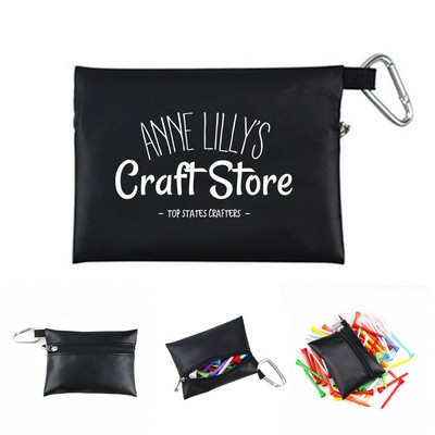 Pu Golf Tee Storage Bag with Carabiner