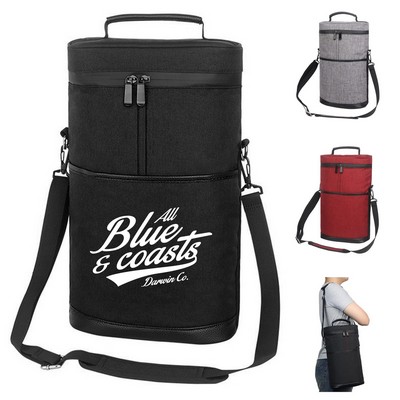 Oxford Fabric 2-Bottle Wine Tote Bag
