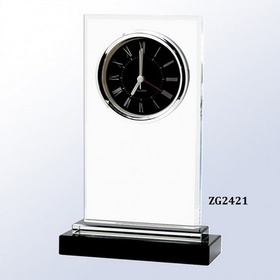 Starfire Glass Rectangle Clock, Black Face and Roman Numerals