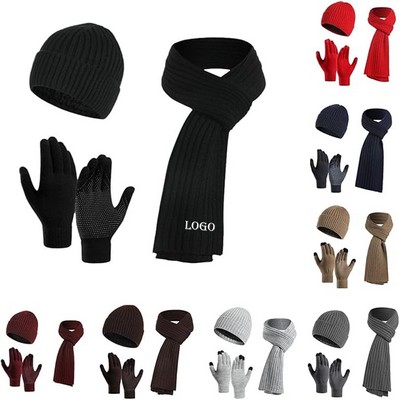 Winter Hat Scarf Gloves Set