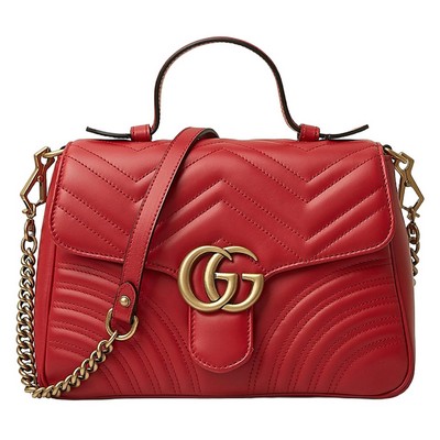 Gucci Gg Marmont Small Red Top Handle Bag