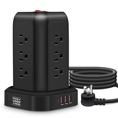Tower Power Strip W/ USB Ports And Surge Protection
