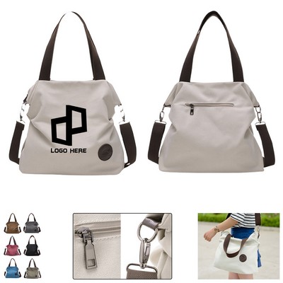 Multi-Pocket Canvas Bag W/ Detachable Shoulder Strap
