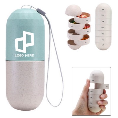 Rotated Pill Box Organizer W/ Lanyard