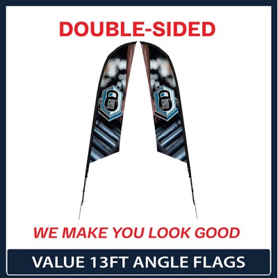 Value 13' Angle Flag - Double Sided w/Spike Base and Carry Bag