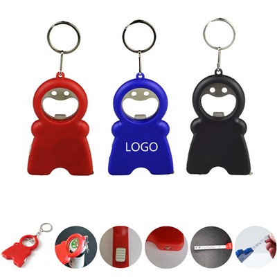 Creative Bottle Opener Tape Measure Keychain with Light