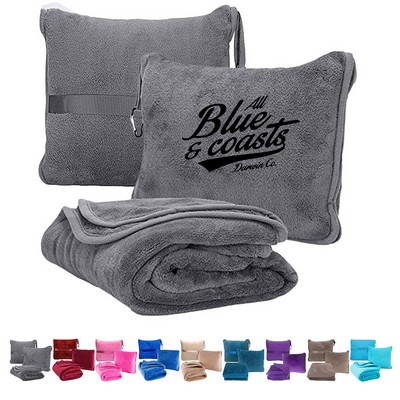 2-in-1 Soft Polyester Travel Pillow Blanket