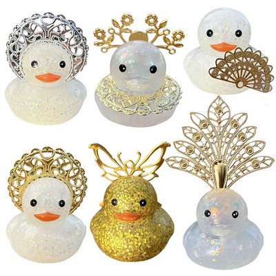Car Rubber Duck, Yellow Duck Decoration Dashboard with Princess Queen Accessories