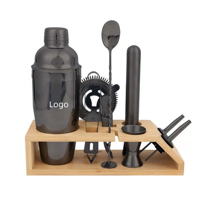 10" 1 Bartender Cocktail Kit With Bamboo Stand