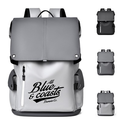 Versatile PU Leather Laptop Backpack