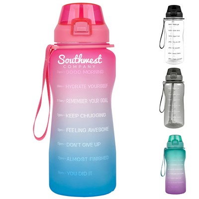 64oz Inspirational Time Marker Water Bottle with Flip Top Lid