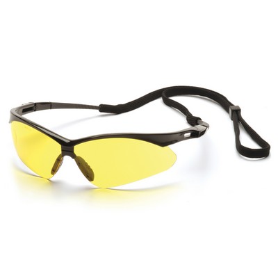 PMXTREME Safety Glasses, Black Frame with Various Color Lens and Cord