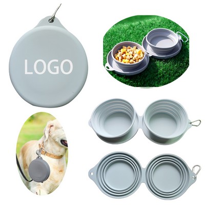Collapsible Pet Double Feeding Bowl