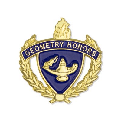 1" Geometry Honor Lapel Pin with Lamp of Learning and Wreaths Enameled