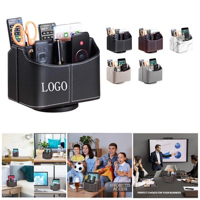 Rotating Leather Desk Storage Organizer
