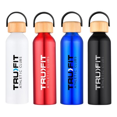24 Oz. Recycled Aluminum Bottle w/Bamboo Lid