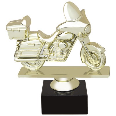 4 1/4" Gold Touring Bike Figure on Black Marble Base