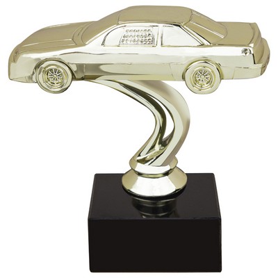 4" Gold Car Figure on Black Marble Base