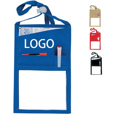 Large Capacity ID Bag With Lanyard