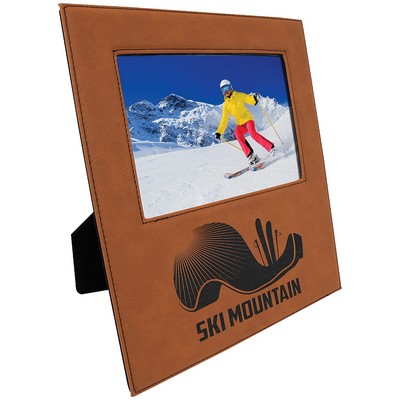 5" x 7" Rawhide Leatherette Photo Frame with 4 1/4" x 8 7/8" Engraving Area