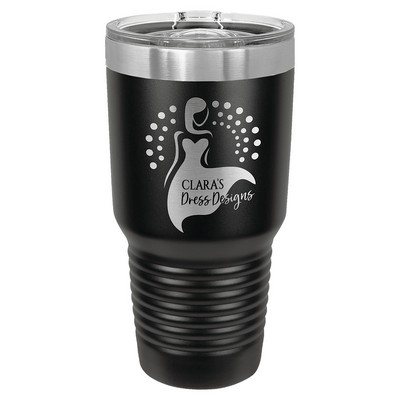 Polar Camel 30 oz. Black Insulated Ringneck Tumbler with Slider Lid and Silver Ring