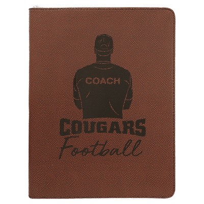 9 1/2" x 12" Football w/ Zipper Leatherette Portfolio with Notepad