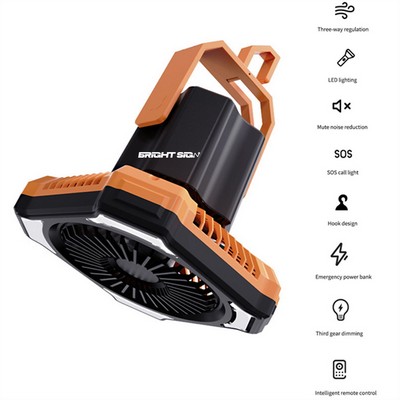 10000mAh Rechargeable Remote Camping Fan with LED Light