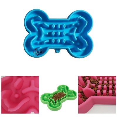Silicone Pet Bone Shaped Slow Feeder Bowl