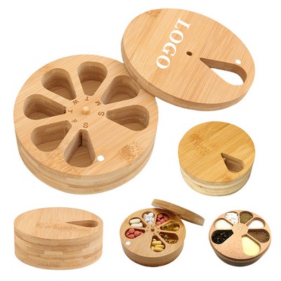 Wooden Pill Dispenser with Daily Compart