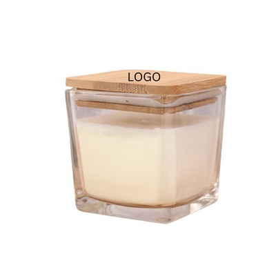 Modern Square Soy Candle with Bamboo Lid