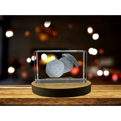 Guava Fruit 3D Engraved Crystal Award Trophy Decor w/LED Base