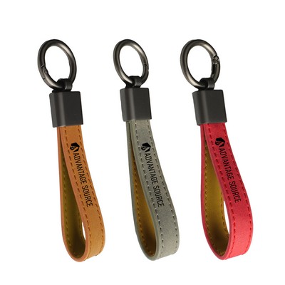PU Leather Loop Keychain with Metal Ring