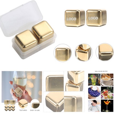 2Pcs Food Grade Stainless Steel Ice Cubes