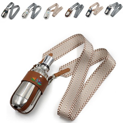 PU Leather Cup Sleeve Crossbody Tumbler Carrier